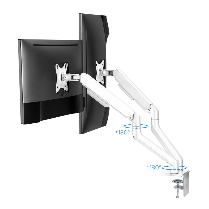 Soporte De Mesa Tooq Db4132tnr-w Para 2 Pantallas 17-32" Max 9kg brazo Vesa Max. 100x100 Blanco
