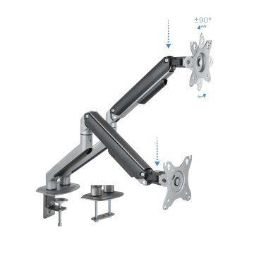 Soporte De Mesa Tooq Db4132tnr-g Para 2 Pantallas 17-32" Max 9kg brazo Vesa Max. 100x100 Gris negro 2