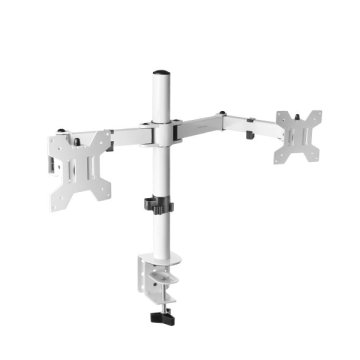 Soporte De Mesa Mars Gaming Marm2w Para 2 Pantalas De 13" A 27" Max 8kg 75x75 Y 100x100 Color Blanco
