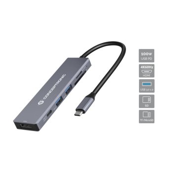 Docking Usb-c Conceptronic Donn23g 1xhdmi 4k 2xusb-a 3.0 1xusb-c Pd 100w 1xsd 1xmicrosd 2