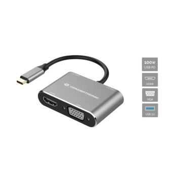 Docking Usb-c Conceptronic Donn016 1xhdmi 4k 1xvga 1xusb-c Pd 100w 2
