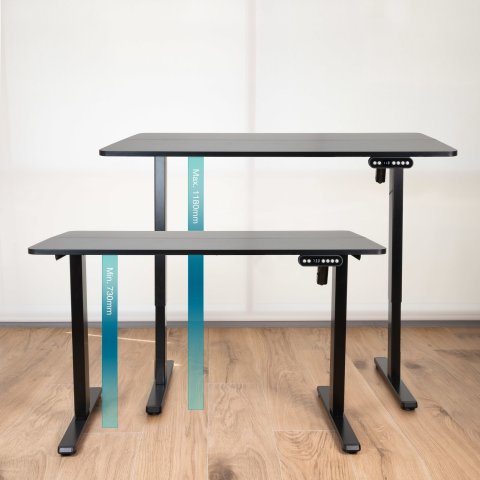 Mesa De Escritorio Motorizada Tooq Tqessd22-bk Atlas Black Acero Tablero Mdf 18mm 1200x600mm Alt. Re
