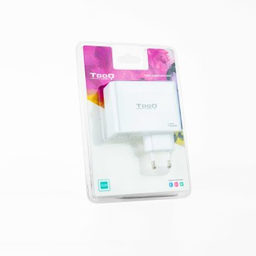 Cargador De Pared Tooq Tqwc-ganqc2pd100wt 2usb-c Pd + Usb-a Qc 100w Blanco 2