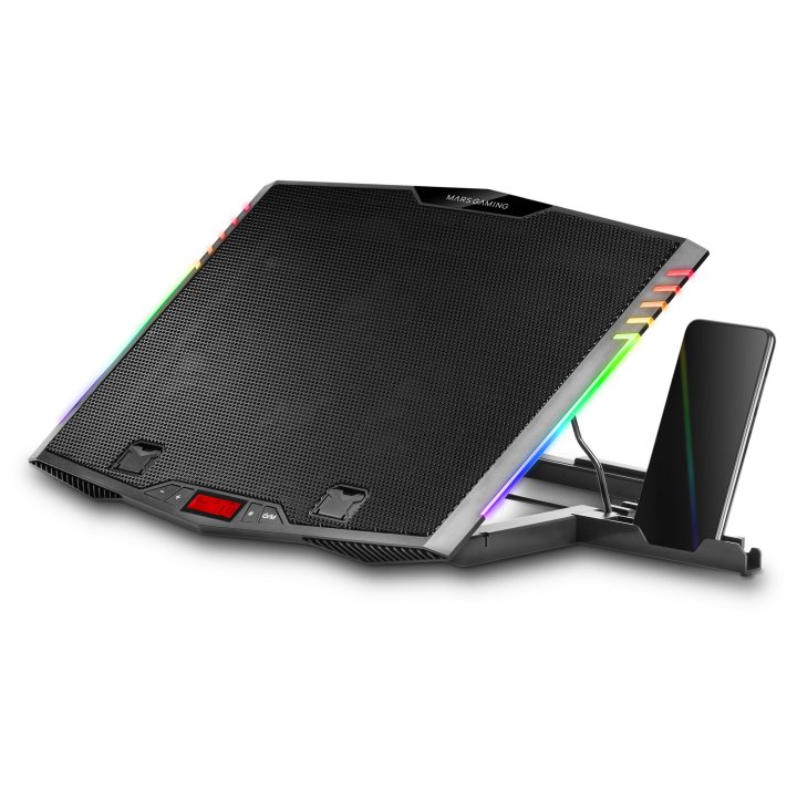 Base De Refrigeracion Para Portatiles Mars Gaming Mnbc5 Con Soporte Adicional De Movil tablet Para Portatil Hasta 17" Ilumina