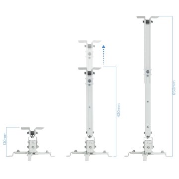 Soporte De Proyector Techo Tooq Pj2012t-b Regulación 130-650mm Inclinable Max. 20kg Blanco 2