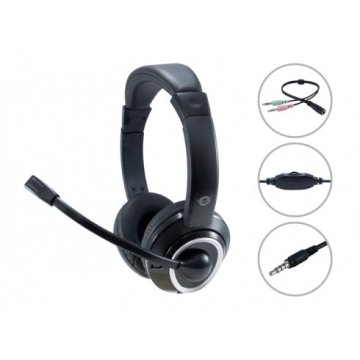 Headset Conceptronic Polona Conexion Jack 3.5mm Microfono Flexible Control De Volumen Incluye Adaptador 1 A 2 Jacks 3.5mm Col 2