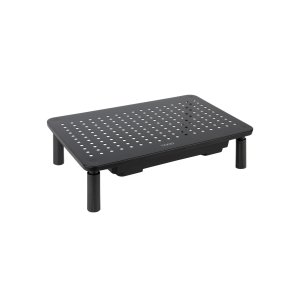 Soporte Elevador Para Monitor Tqmr081 Con Cajon Regulable Hasta 140mm Max. 20kg Color Negro