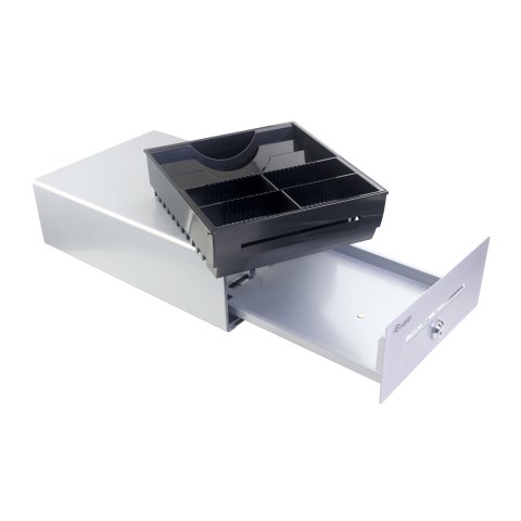 Tpv Cajon Portamonedas Equip  Aluminio Apertura Manual Y Automatica Conector Rj11 Color Plata