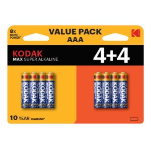 Pilas Aaa Kodak Max Alcalina Lr3 Pack 8 Unidades 1150 Mah 1.5v (ecotasas Incluidas)