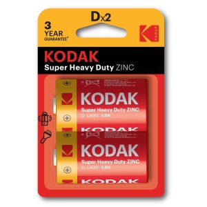 Pilas D Kodak Extra Heavy Duty Zinc Lr20 Pack 2 Unidades 6000 Mah 1.5v (ecotasas Incluidas)
