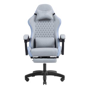Silla Gamer Mars Gaming Mgcxfsbl Fabric Reclinable Reposapies Extensible Diseño Textil Azul Plata