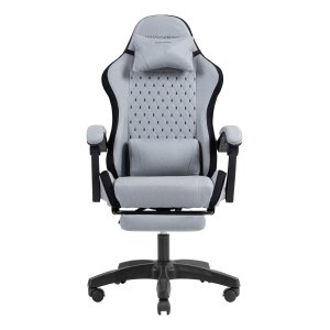 Silla Gamer Mars Gaming Mgcxfsb Fabric Reclinable Reposapies Extensible Diseño Textil Negro Plata