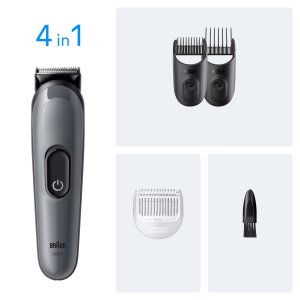 Cortapelo Braun Aio3500 4 En 1 2 Cabezales Recargable Para Cabello Y Barba Gris 2