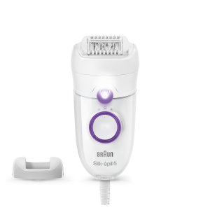 Depiladora Braun Silk-epil 5 Se5-505p Con Cable 28 Pinzas Blanco Y Morado